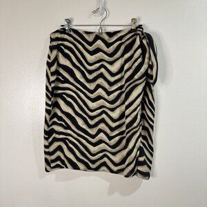 Y2K Lauren Ralph Lauren Skirt 16 Wrap 100% Silk Chiffon Sarong Zebra Brown Black